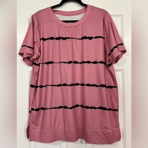 Soft Crew Neck Pink Black Shirt Womens XLarge Unbranded- Cozy Stretch - NWOT